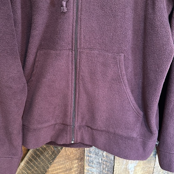 Modern Culture dark maroon fleece zip up hooded sweat jacket size Large - Picture 3 of 6